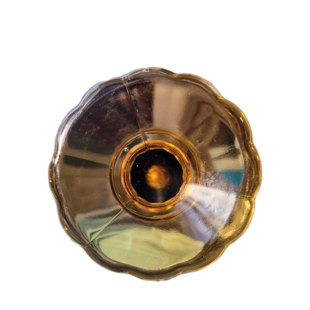 Le Smith Vintage Amber Glass Vase with Moon Star Pattern and Ruffled Edge - Picture 5 of 5